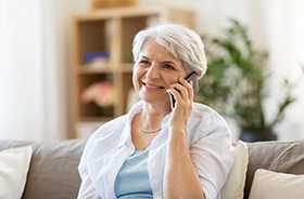 Older woman talking on phone