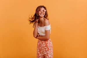 Smiling woman dressed in summer clothing